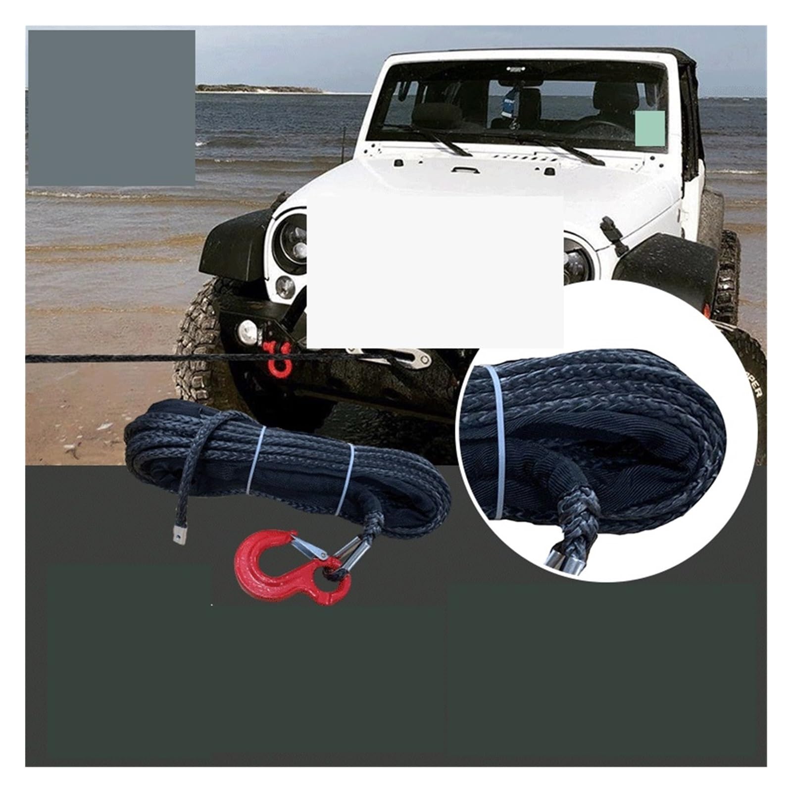 Lina holownicza, 5 Szt. Lina Wciągarki, 10mm X 30 Metrów Syntetyczna Z Hakiem Do Elektrycznego ATV/UTV 4X4 Akcesoria Terenowe SUV ATV UTV Do ciężarówki, quada, łodzi