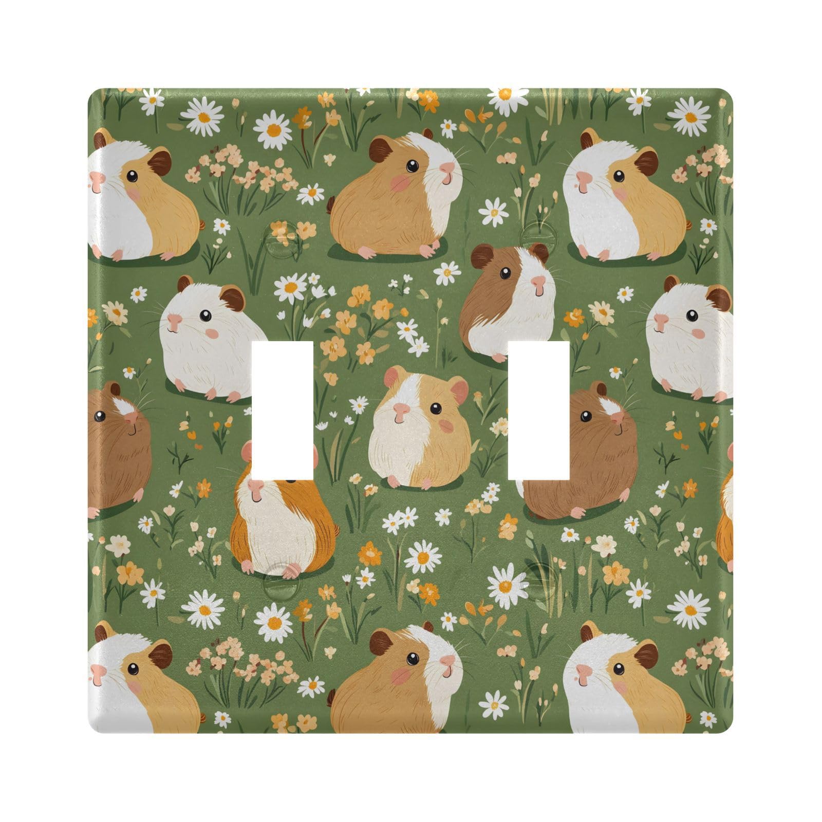 UMIRIKO Cute Guinea Pigs Daisy Light Switch Cover Plate Covers Decorative Double Toggle Home Decor 202b8037