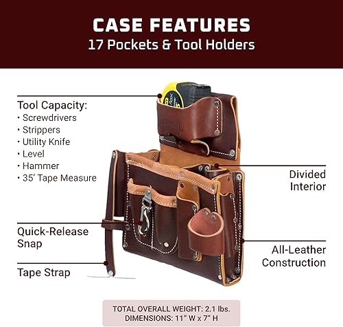 Miniatura 3 de Occidental Leather Engineer's Tool Case - 17 bolsillos y portaherramientas - Fabricado en Estados Unidos