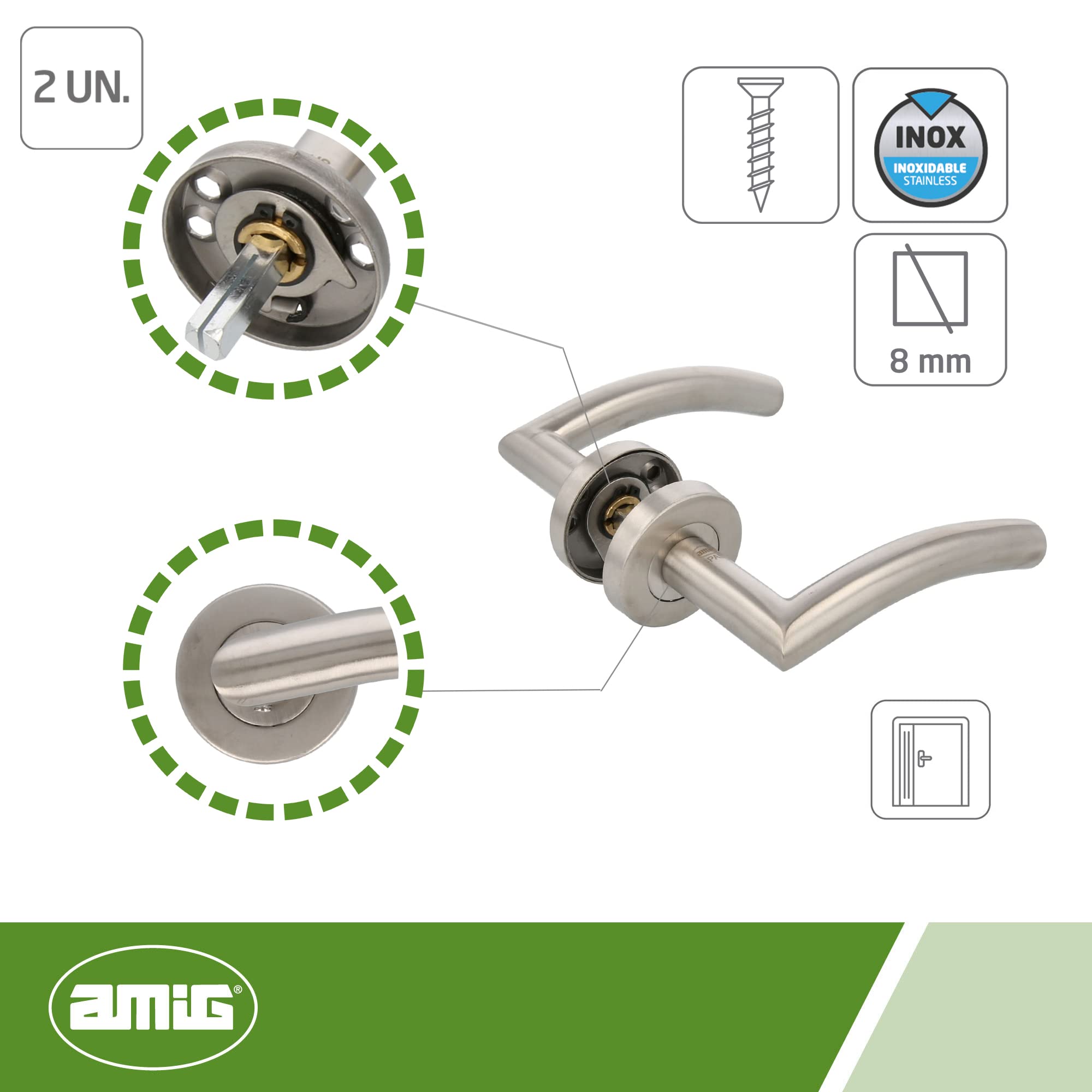 Amig - Door Handle 38RX A. INOX, Multicoloured, 120 x diameter 19 mm - Image 4