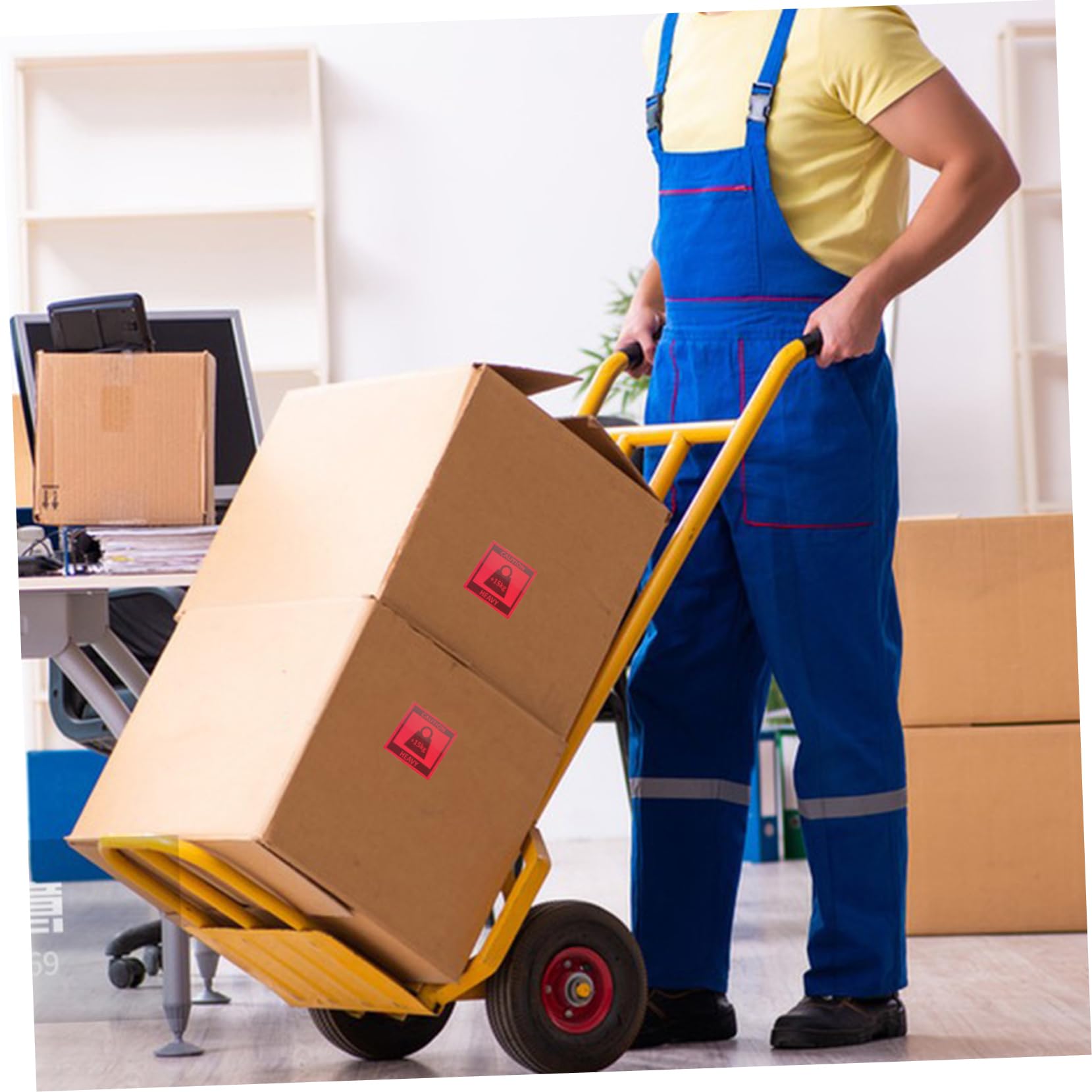 Cabilock Selbstklebende Warnetiketten für Schwere Pakete Transportverpackung mit Großem Fassungsvermögen und Auffälligem Warnsymbol für Logistik und Umzüge