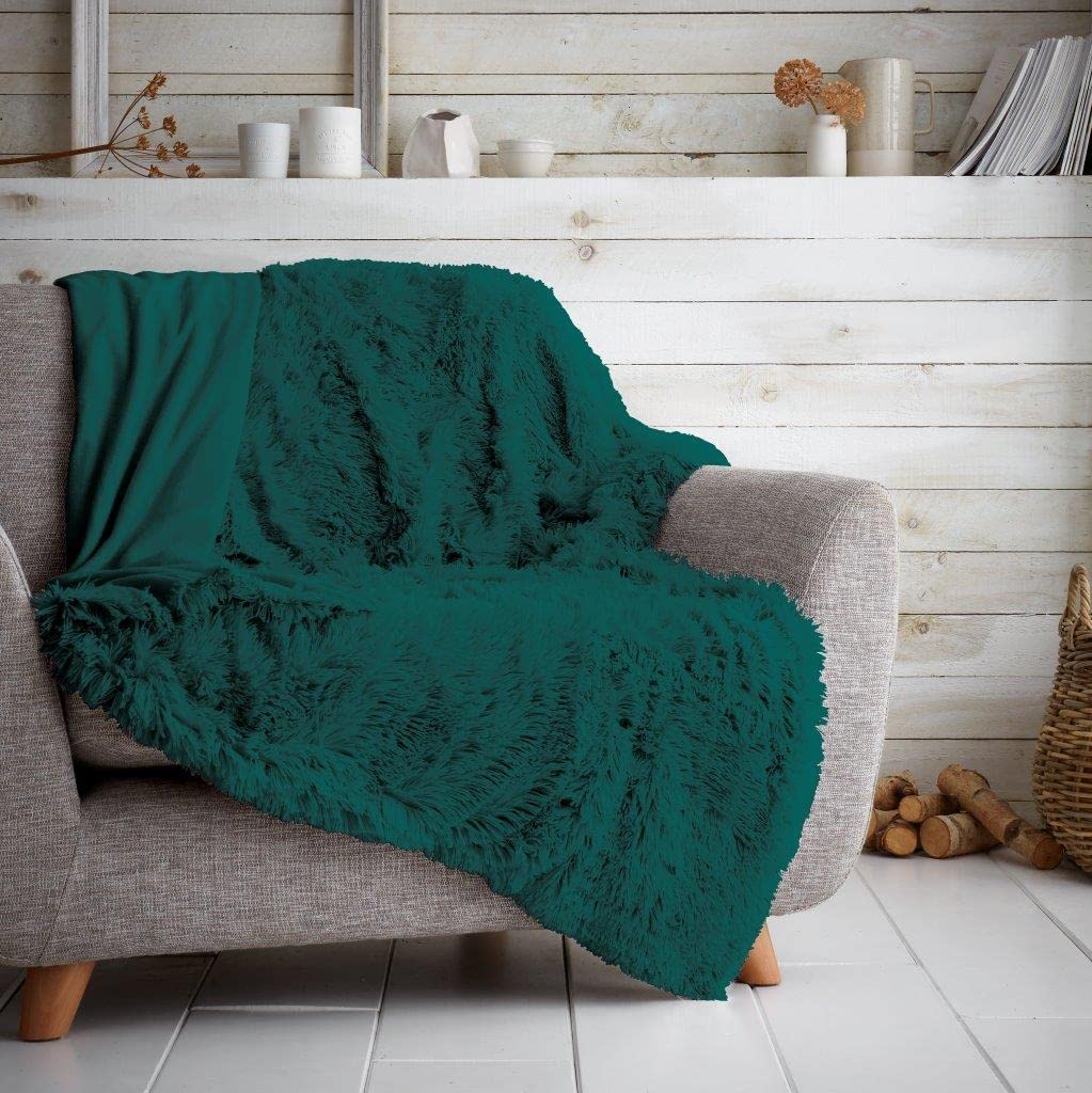 Lions HUG & SNUG Fluffy Fur Throw Blanket Large Sofa Bed Warm Cosy Fleece Throws, Super Soft, Double Size 150 X 200 Cm (Charcoal