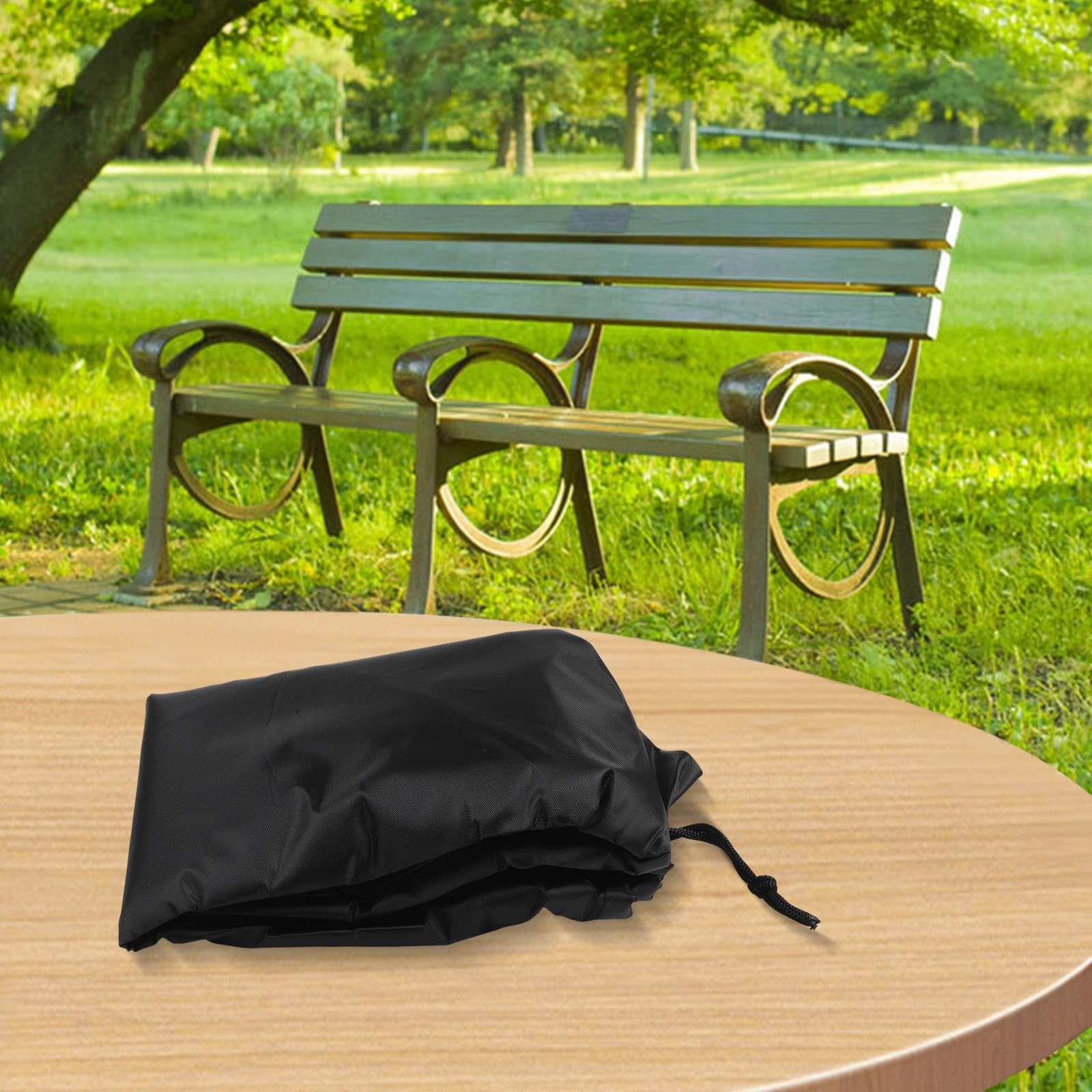 Housse de banc de jardin imperméable Oxford 420D anti-UV noir 134x66x89 cm