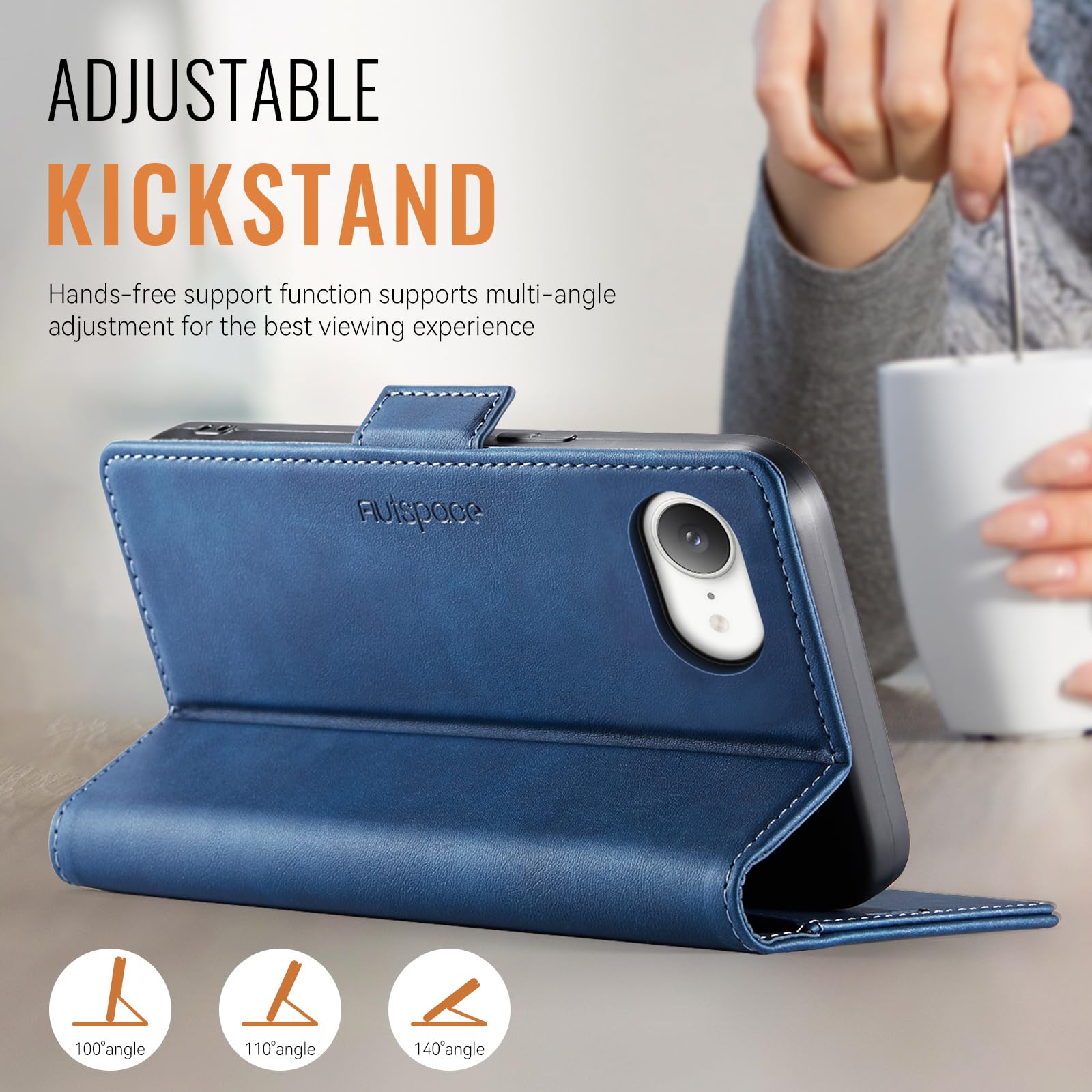 Cracedily Cover per iPhone 16e/iPhone SE 4/iPhone SE 2025 Case, Libro Custodia Portafoglio Premium Pelle PU, Slot Scheda, RFID Shieldon, Chiusura Magnetico Aletta Antiurto Case, Blu-verde