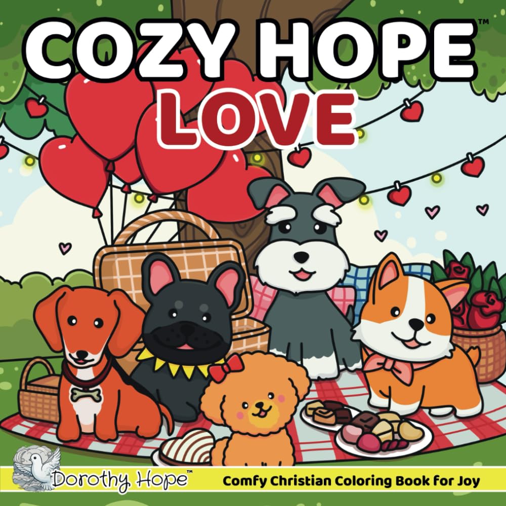 Cozy Hope LOVE: Comfy Coloring Book for Adults and Teens Featuring Cute Adorable Dogs in Hygge Moments (Bold & Simple, Cute & Easy) (COZY HOPE Series)