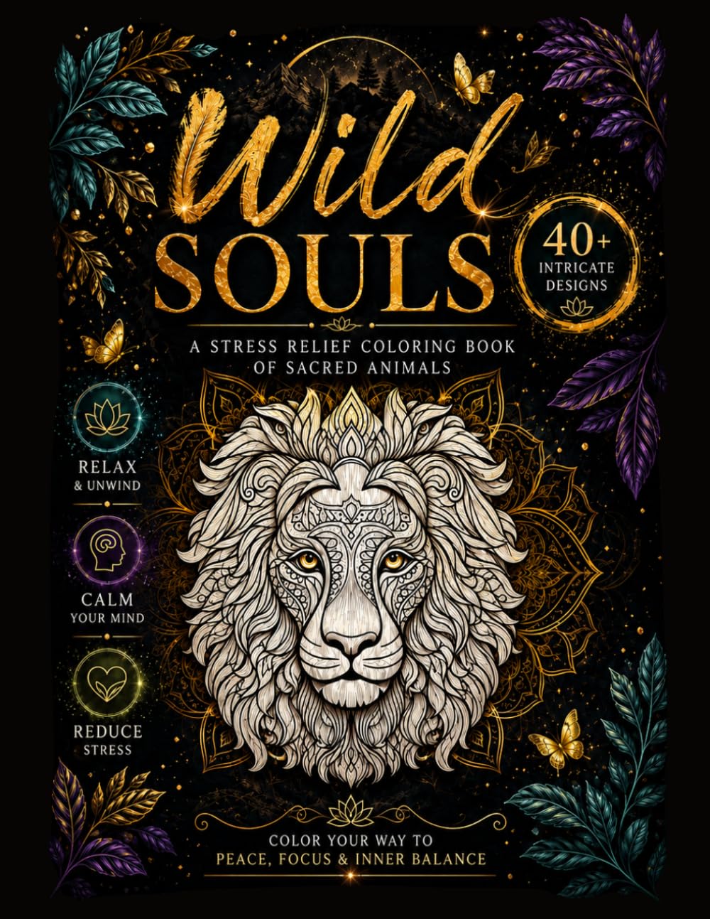 Wild Souls: A Stress Relief Coloring Book of Sacred Animals (Zen & Wonder Collection)