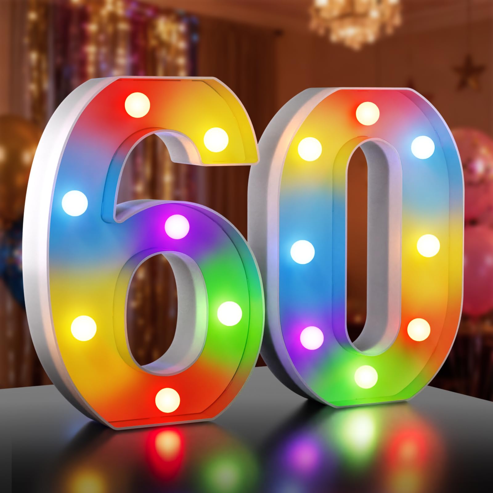 Ledido LED Light Up Marquee Numbers Sign - Cool & Warm Light up Numbers for 40th Birthday Decorations, LED Number Lights for Wedding Anniversary Grad Home Bedroom Table Wall Party Decor, Number 40 — view 54