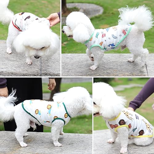 Miniatura 3 de Gyuzh Camisas para cachorros para perros pequeños, camisas de verano para perros, león, dinosaurio, jirafa, patrón de animal, camisas para perros y
