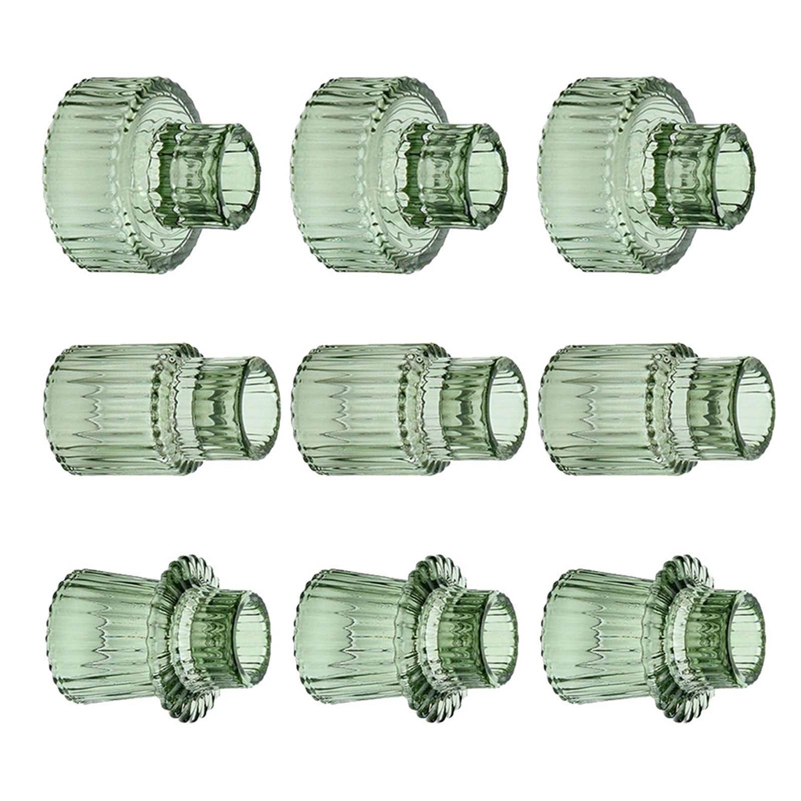 9Pack Glass Candlestick Holders Clear Taper for Candlesticks, Candleholder Small Centerpiece for Wedding Clear Tapered