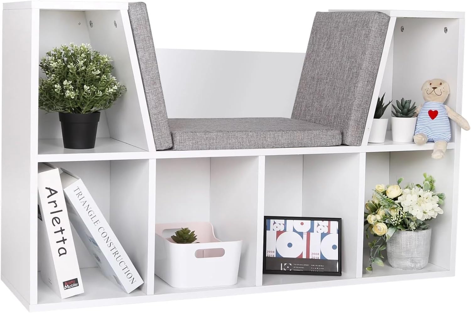 Luebel® 6-Cube Kids Bookcase, Wooden Display Shelf Storage Cabinet Unit, Living Room Sideboard w/Six Compartments for Toys, Books