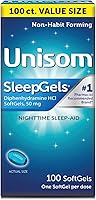 Vista 1 de Unisom Geles de ayuda nocturna para dormir, difenhidramina HCI 50 mg, 100