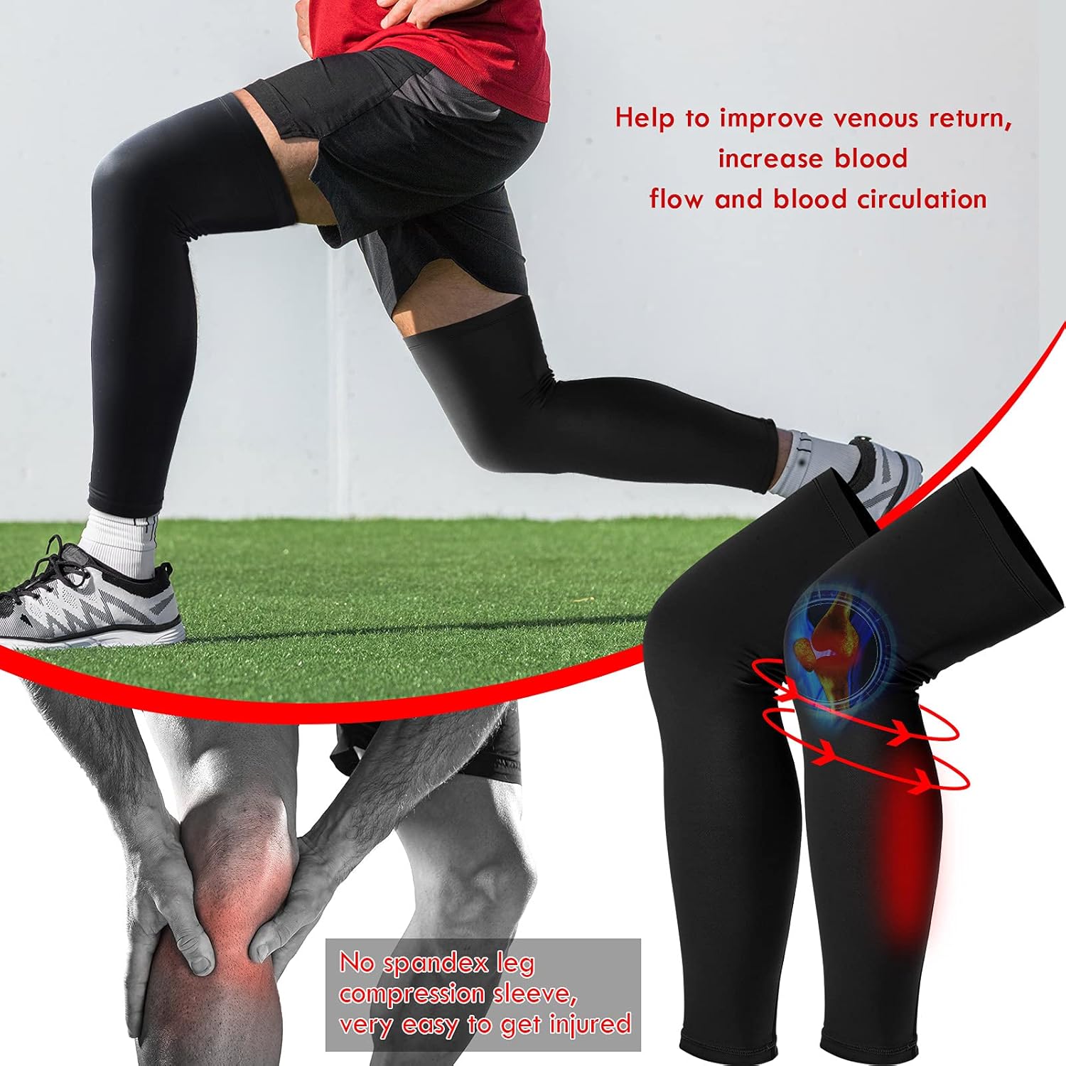 Sports Compression UV Long Leg Sleeves for Running Basketball Football Cycling and Other Sports for Men, Women, Youth (Black,8 Pieces): Industrial & Scientific
