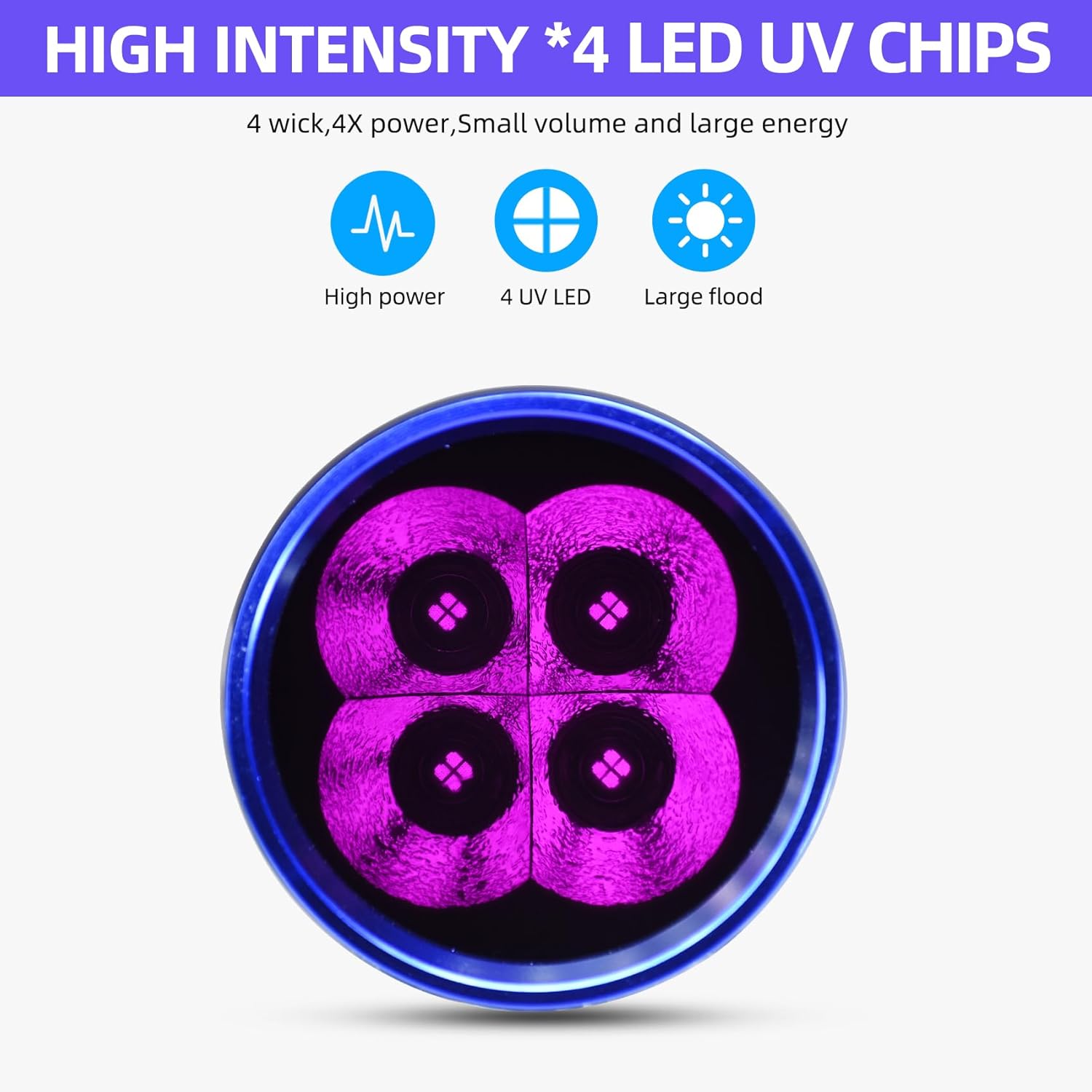 DARKBEAM UV Flashlight 365nm Black Light, Blood Tracking Flashlight Rechargeable, Powerful 50W Woods lamp Blacklight LED Ultraviolet for Uranium Glass, Rock Hunting, Dog Urine Detector, Resin Curing