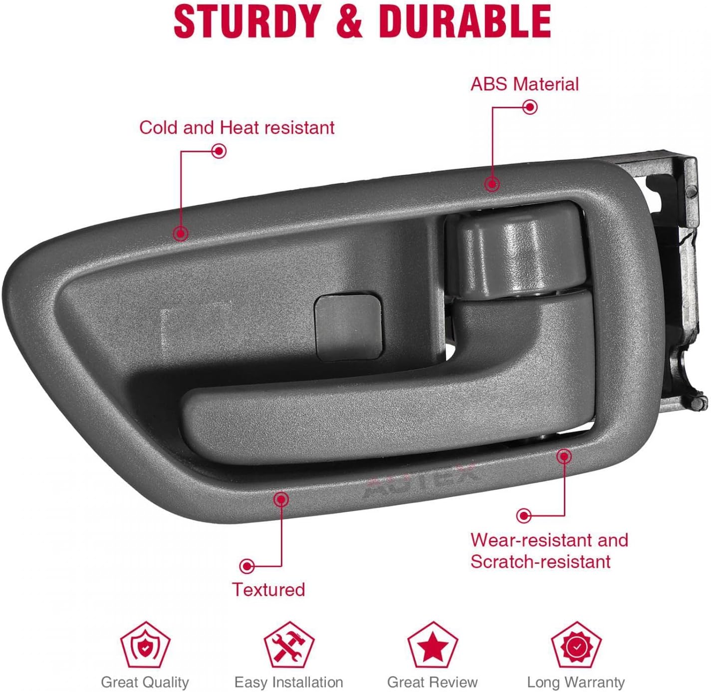 AUTEX Gray Interior Door Handles Front/Rear Right (Passenger Side) Door Handle Compatible with Tundra 2004 2005 2006,Limited 4.7L 4663CC,SR5 3.4L 3378CC,81225,TO1353156,692050C030B1