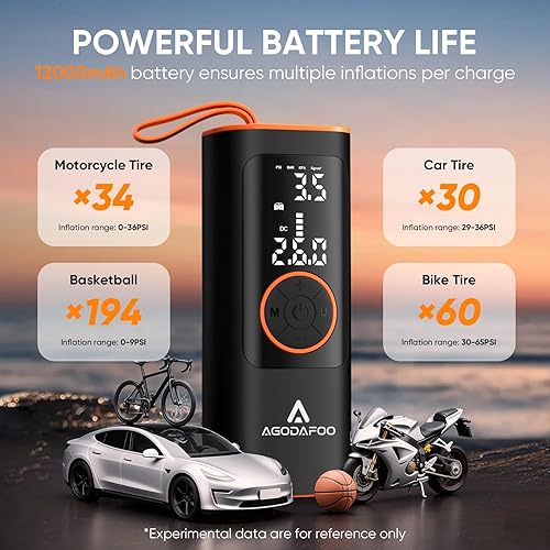 Miniatura 8 de Inflador de neumáticos, compresor de aire portátil, bomba de aire de inflado 4 veces más rápida de 150 PSI para neumáticos de automóvil, bomba de