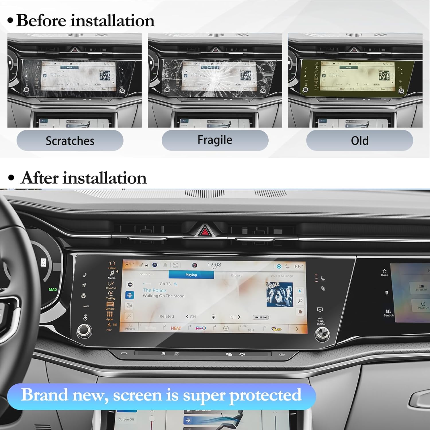 SKTU 2PCS for 2025 2026 Jeep Wagoneer S Screen Protector 12.3 Inch for 2025+ Jeep Wagoneer S (Limited/Launch Edition) 12.3-Inch Navigation Screen [Ultra Clear, Anti-Glare&Scratch] 2025 2026 Wagoneer S Accessories Nano Screen Protective Film