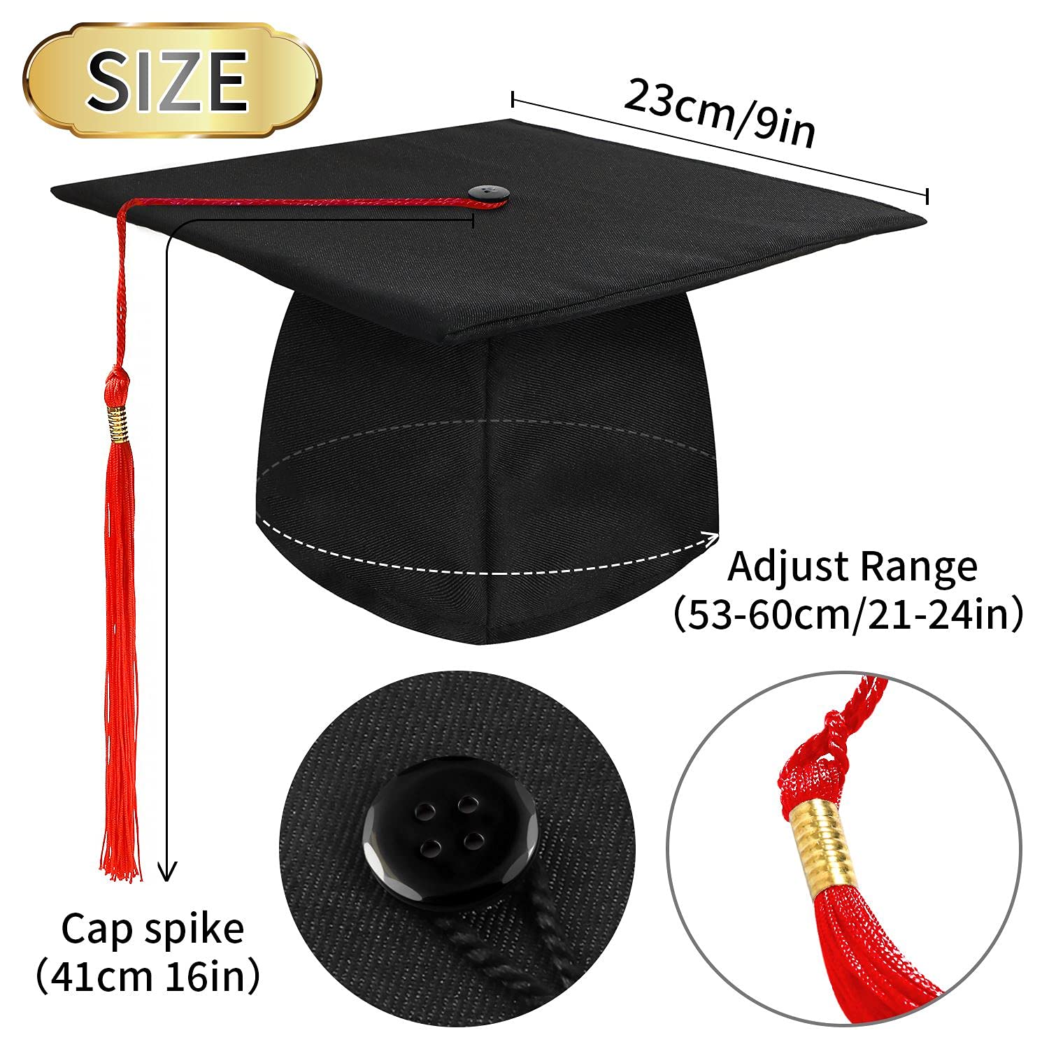 KEELYY Graduation Unisex Adjustable Bachelor Parties from University, College, - 4 Colours Cap, Red, One Size - Image 2