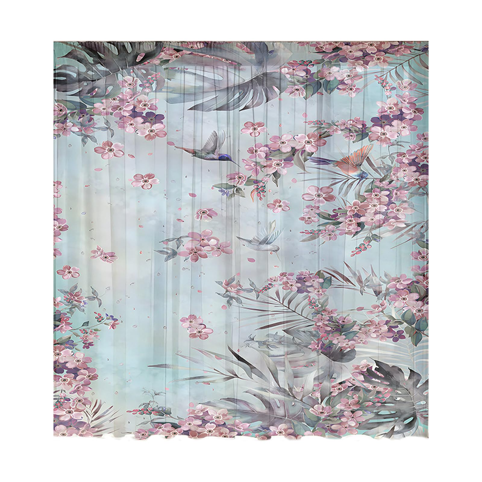 Qusinfc Nature Floral Window Drape Polyester Fabric Home Decor Room Darkening Polyester Window Voile Panel