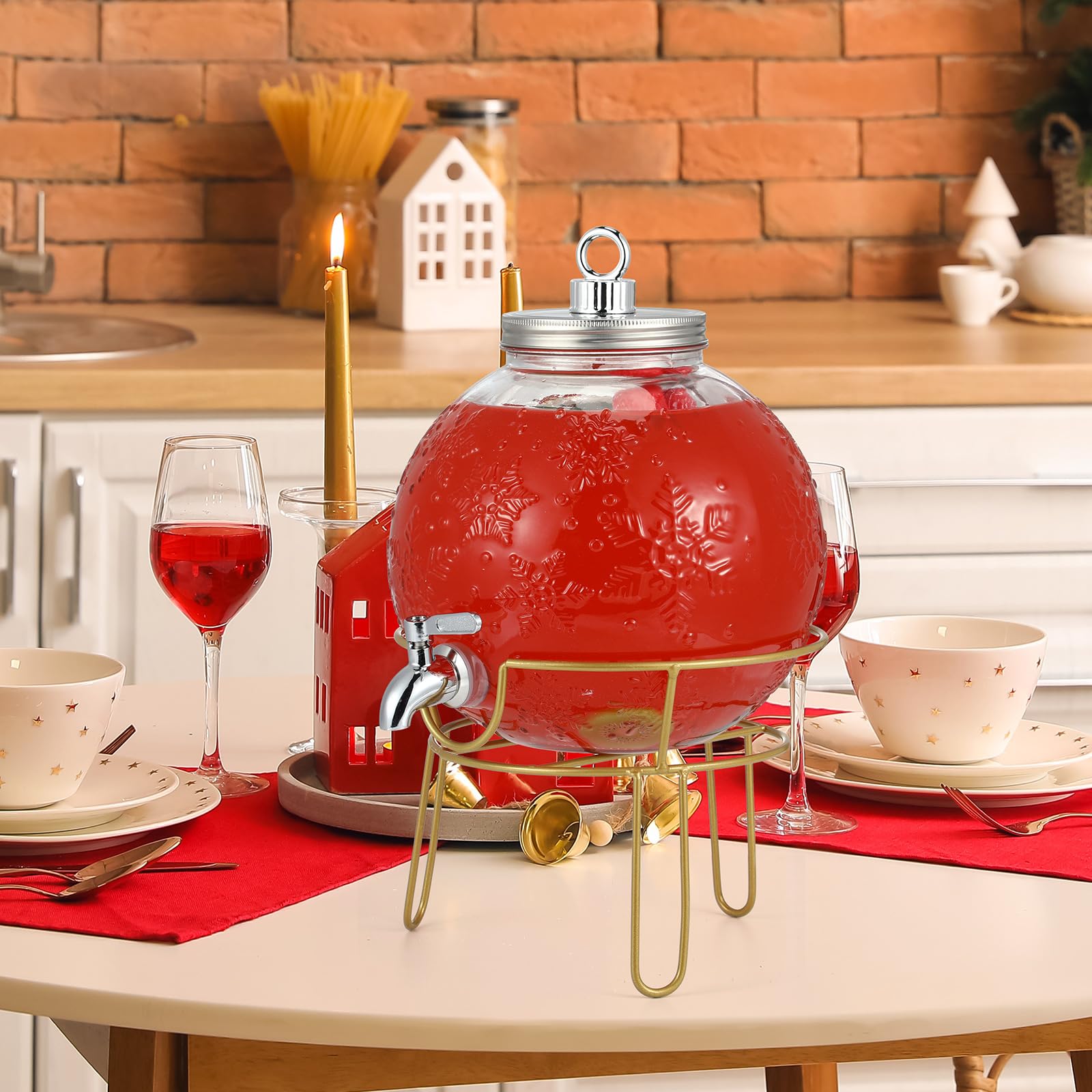 Distributeur de boissons en Verres / robinet de limonade avec bouchon à carreaux bleu