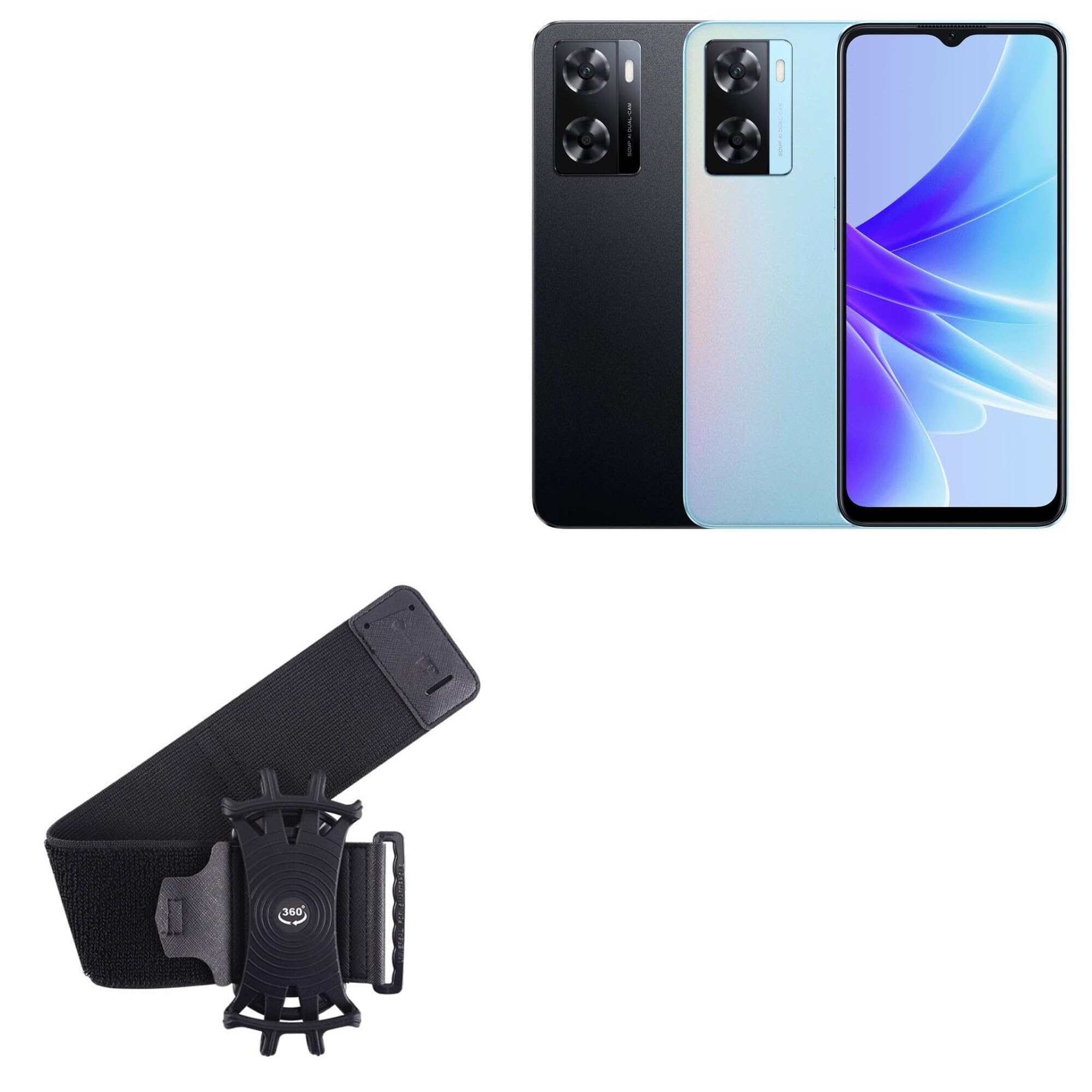 BoxWave Holster Compatible with Oppo A57s - ActiveStretch Sport Armband, Adjustable Armband for Workout and Running - Jet Black