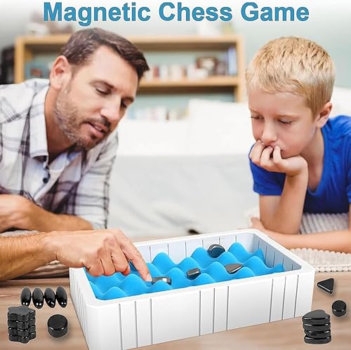 Miniatura 4 de Magnetic Chess Strategy Game, Multiplayer Magnet Board Game, Strategy Table Top Magnet Game with Sponge GrooveRope, Portable Battle Chess with
