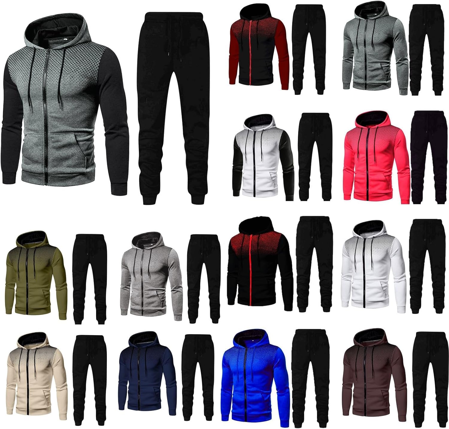 Track Suits Mens Big and Tall Casual Workout Long Sleeve