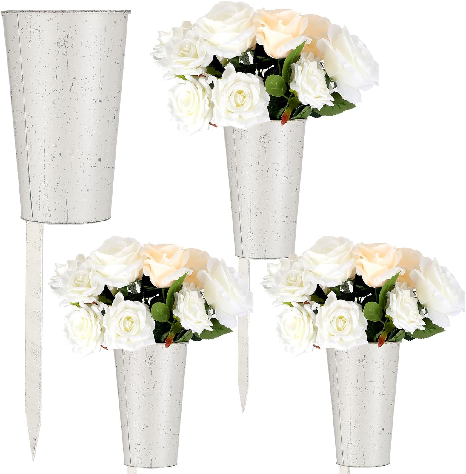 Metal Cemetery Vases, 2 Pcs Metal Grave Memorial Grave