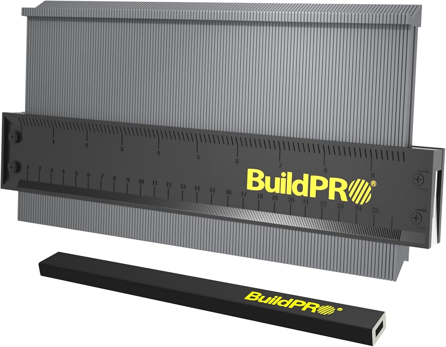 BuildPRO Contour Gauge 10” with Metal Lock, Precise Profile Duplicator Tool for Flooring Woodworking, Tile & Carpet