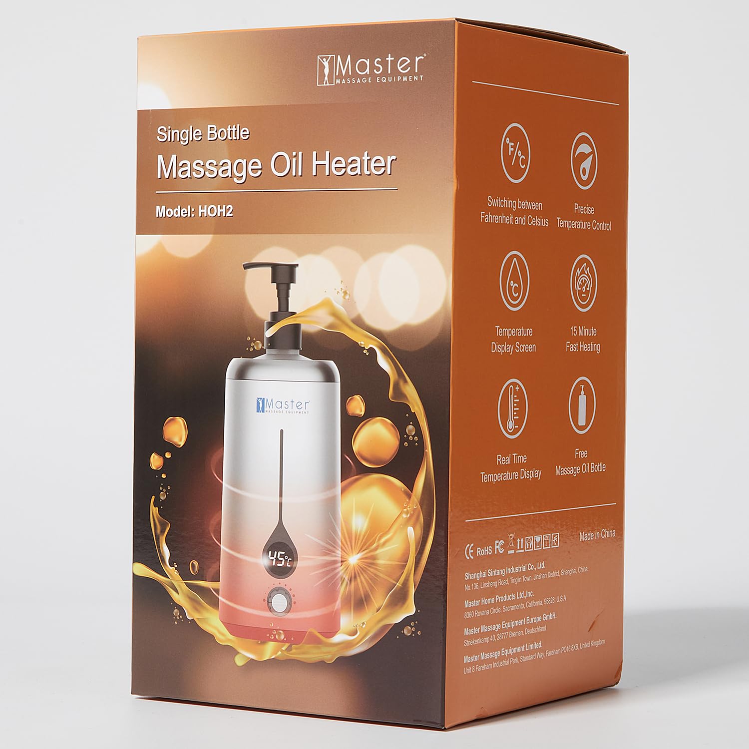 Master Massage Gen-II - Calentador de aceite para terapia de masaje y uso personal, calentador rápido de aceite y loción que calienta hasta 140 °C, diseño elegante y moderno (botella individual)