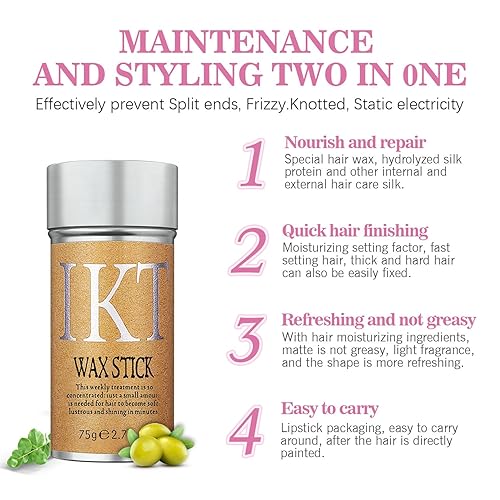 Miniatura 4 de Juego de varillas de cera para el cabello (3 piezas)  Control de bordes, palo de peinado para cabello y pelucas de bebé, fijación de encrespamiento