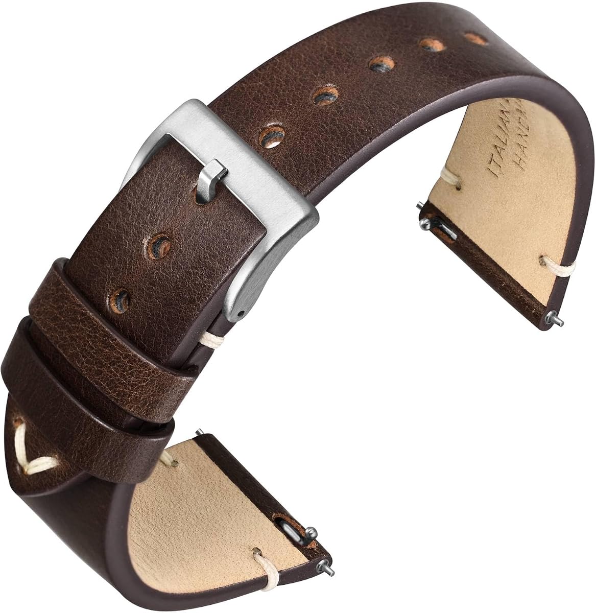 ANNEFIT Quick Release Watch Bands, Italian Vintage Leather Replacement Strap for Men and Women, Band Width 18mm 19mm 20mm 22mm 24mm