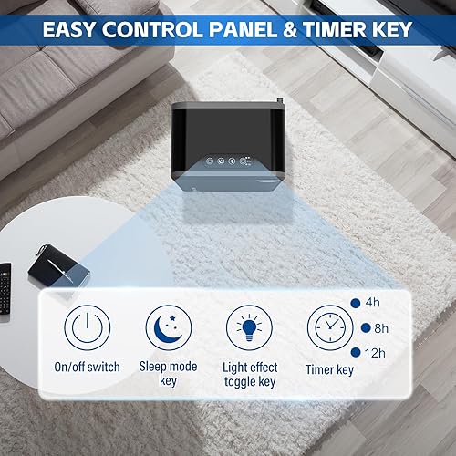 Miniatura 2 de Deshumidificador, deshumidificadores para el hogar (1000 pies cuadrados), deshumidificador de 98 onzas para sótano, baño, dormitorio,