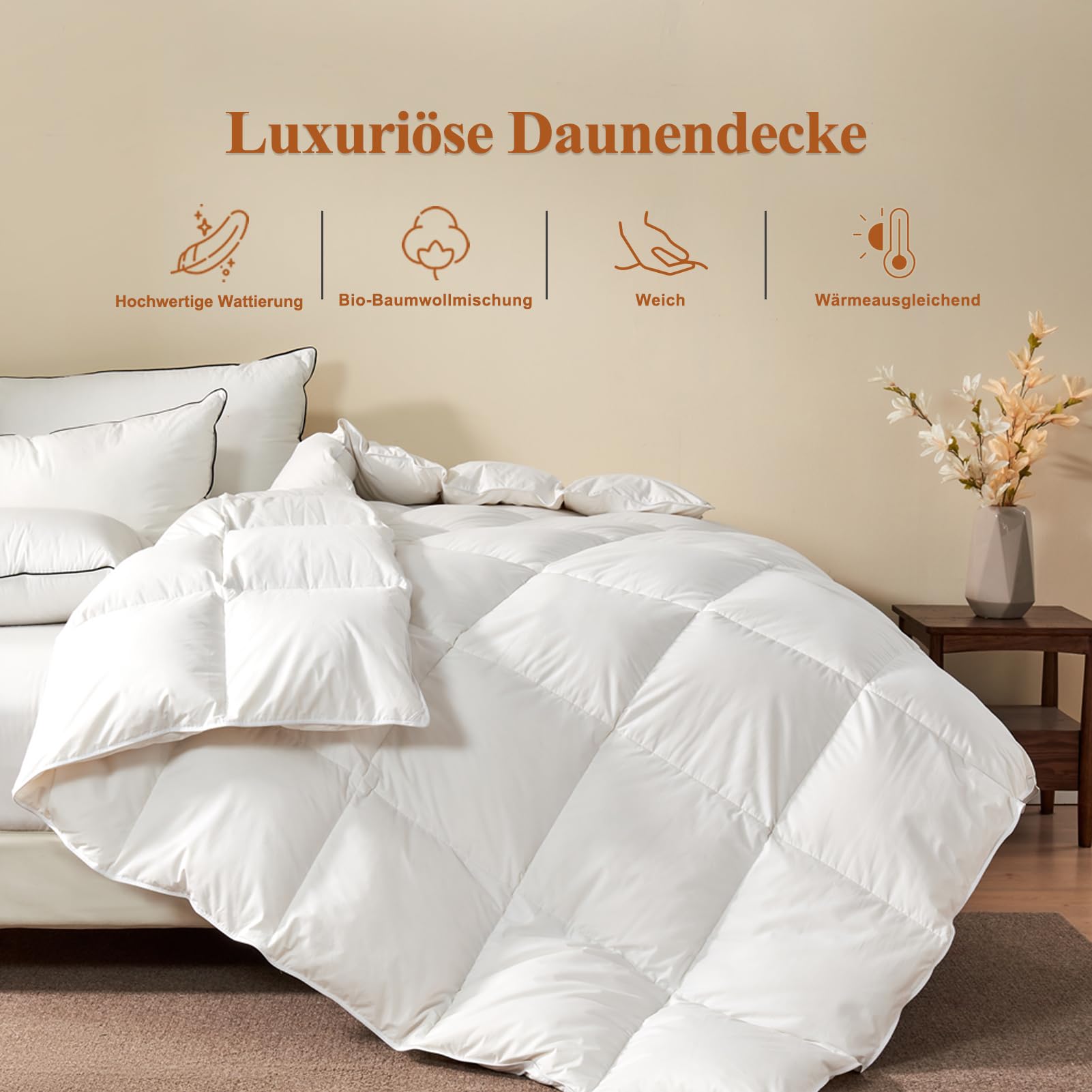 50% Daunendecke 135x200cm- Baumwollmischung Ganzjahresdecke