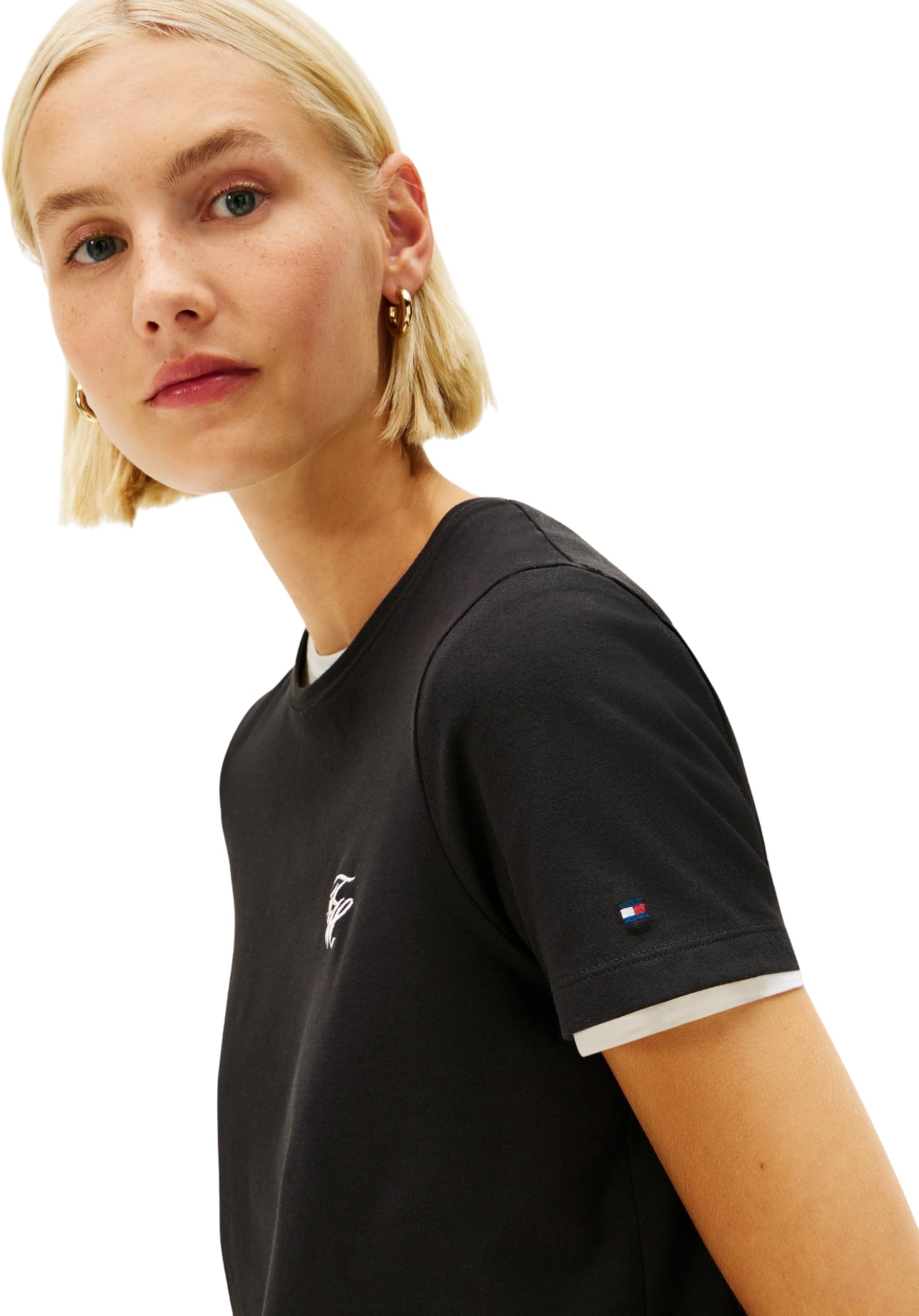Tommy Hilfiger Damen Th Script Reg C-nk Ss Tee Ww0ww47809 S/S T-Shirt (1er Pack)