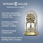 Howard Miller Christina Gold Anniversary Table Clock 645-690 - Polished Brass Finish, 9 Inch Dome, Pendulum Includes 4 Revolving Crystals, Quartz Movement