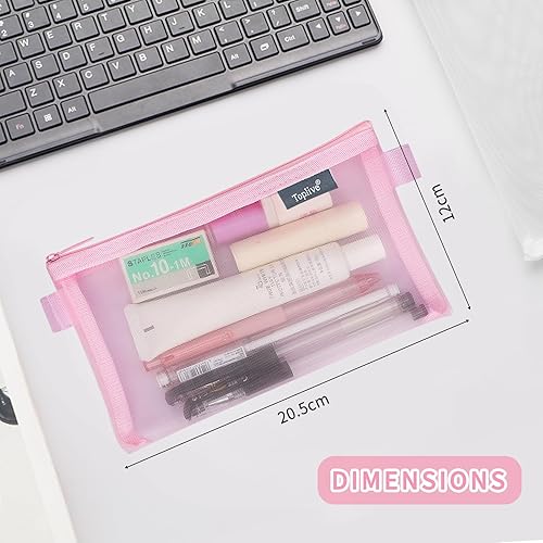 Miniatura 7 de Toplive Estuche para lápices, bolsa de malla transparente para lápices, bolsa de almacenamiento de nailon con cremallera, organizador multifonction,