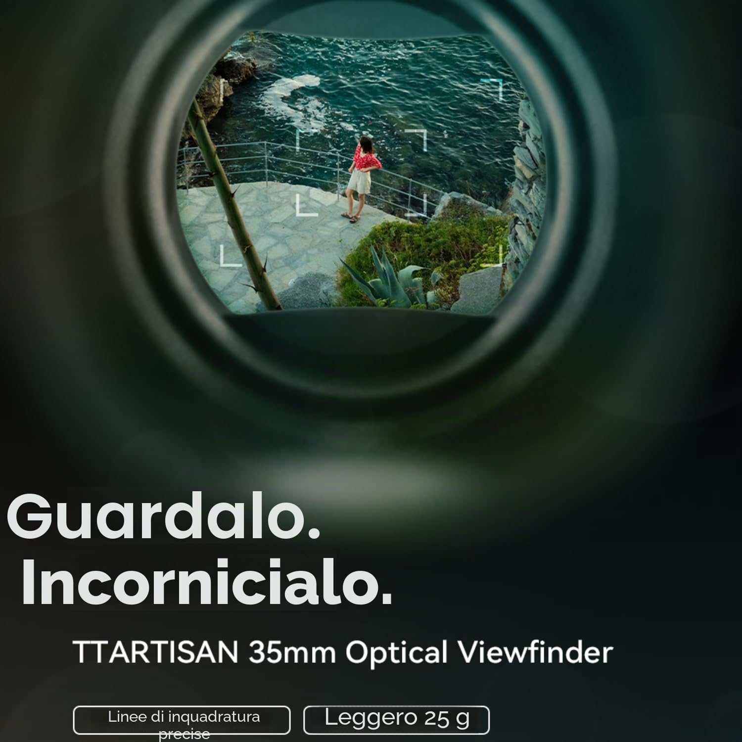 TTARTISAN Mirino ottico da 35 mm, mirino esterno per fotocamera con telaio da 35 mm, vetro multistrato, alloggiamento in alluminio aeronautico, supporto per flash e fotocamera leggera da 25 g
