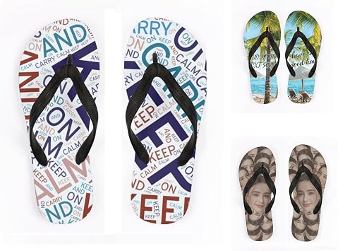 Custom Flip Flops Personalized - Beach Belts Sandals Custom - Photo Text Slippers - Custom Flip Flops for Men Women - Funy Summer Gift- Flip-Flops Ring Open Toe Slide Cork Footbed
