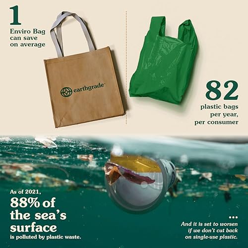 Miniatura 7 de EARTHGRADE Bolsa de compras reutilizable  Bolsas de papel lavables sostenibles y ecológicas con asas de lona de algodón y costuras duraderas
