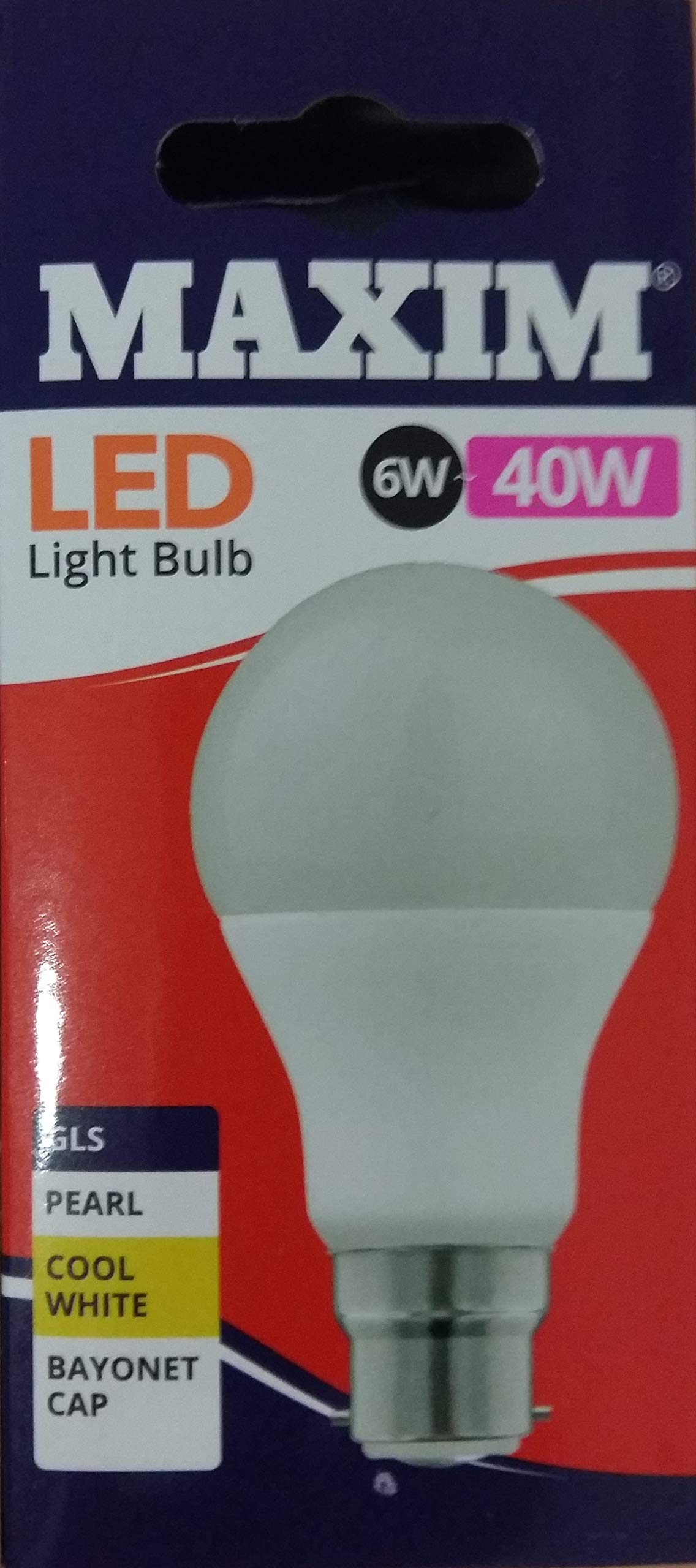 Jalpur White 1 X Maxim Led Gls Bayonet Cap (Bc) Bulbs, B22, 6 W, Cool