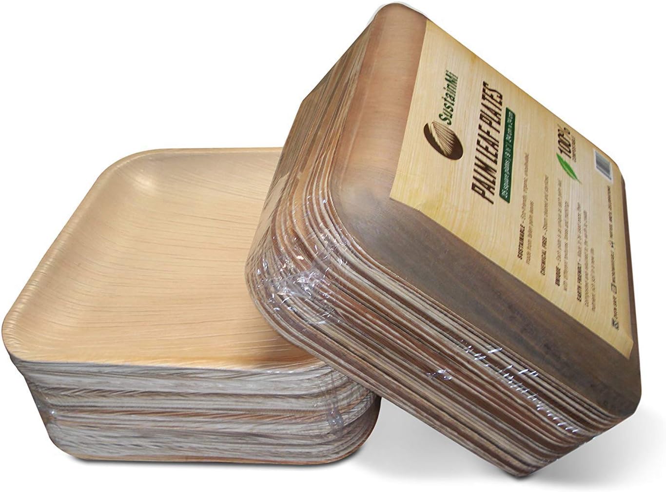 Disposable Eco-Friendly Palm Leaf Dinner Party Plates by SustainMi | Compostable Biodegradeable | 25 Pack 10 Inch | Heavy Duty and 100% Natural | Wedding Camping BBQ