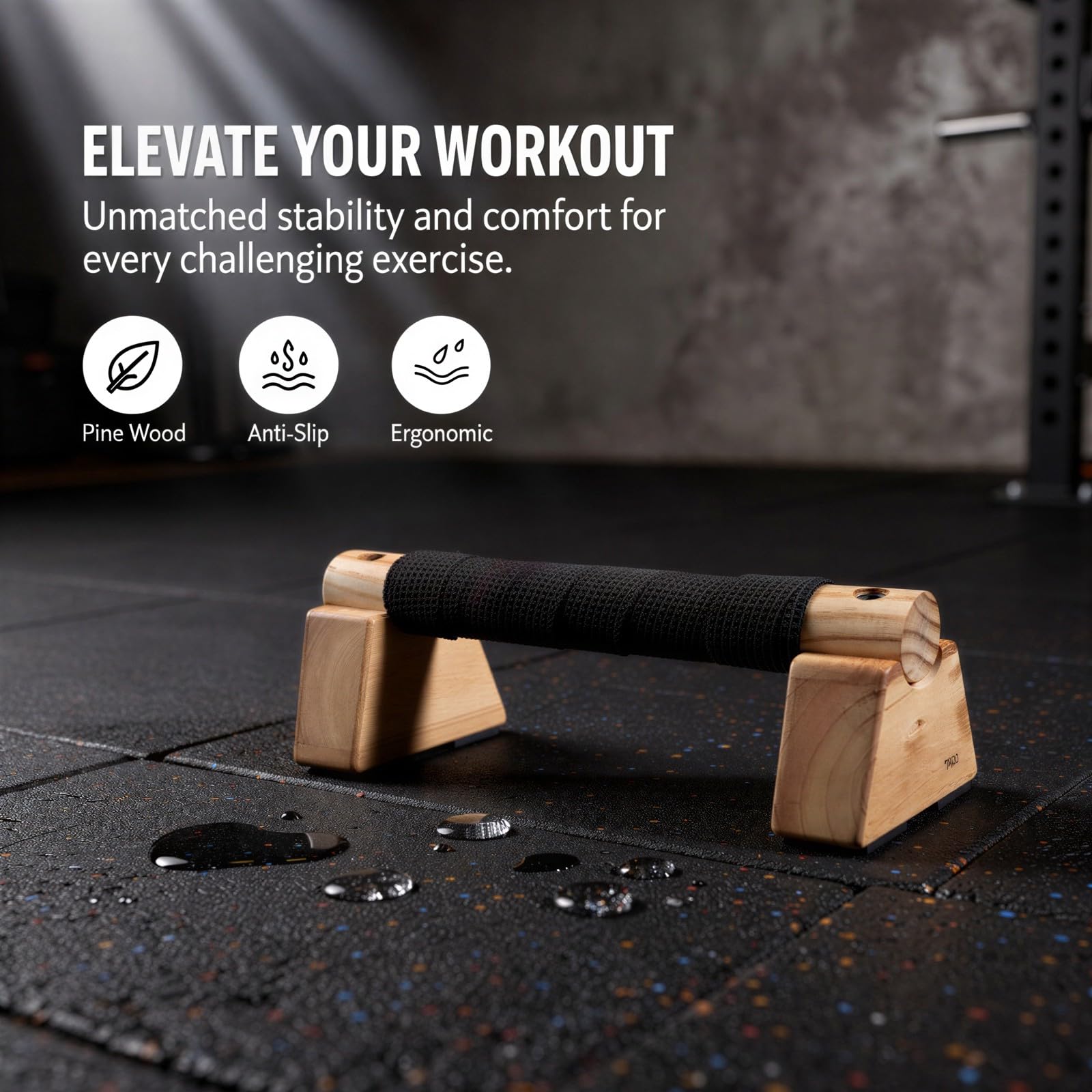 Parallettes aus Holz, Liegestützgriffe aus Kiefernholz, stabile Dreiecksstützen mit rutschfesten Pads, Calisthenics-Trainingsgerät, bequemer Griff für das Home-Gym-Training