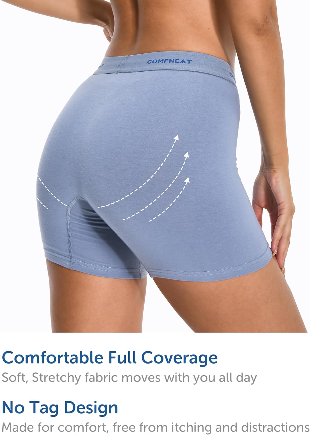 Comfneat Women's 4-Pack Boyshorts Cotton Spandex Boxer Briefs Stretchy Underwear Knitwear - Image 5