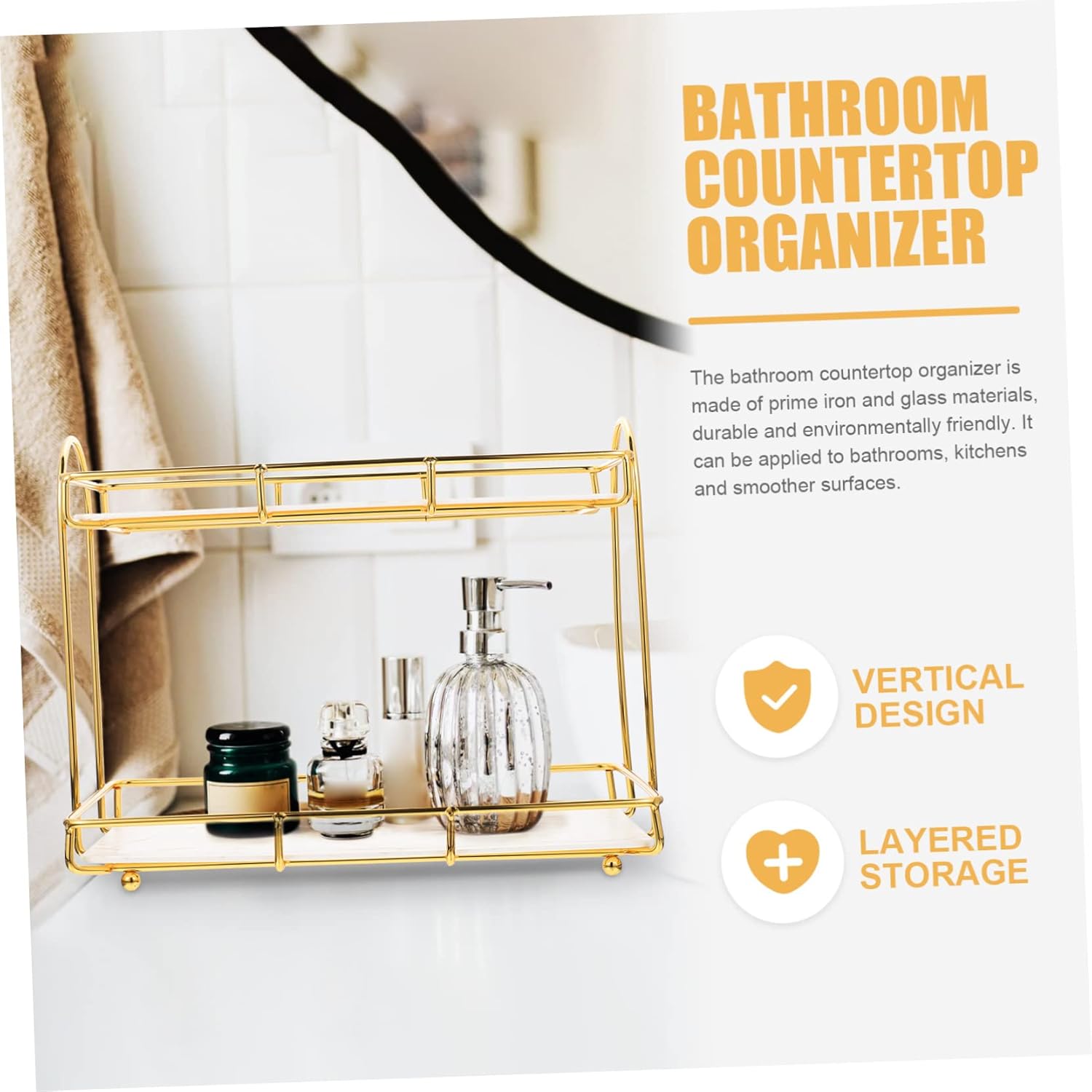 2tier Bathroom Storage Organizer Countertop Storage Shelf Double Over Toilet Bathroom Rack