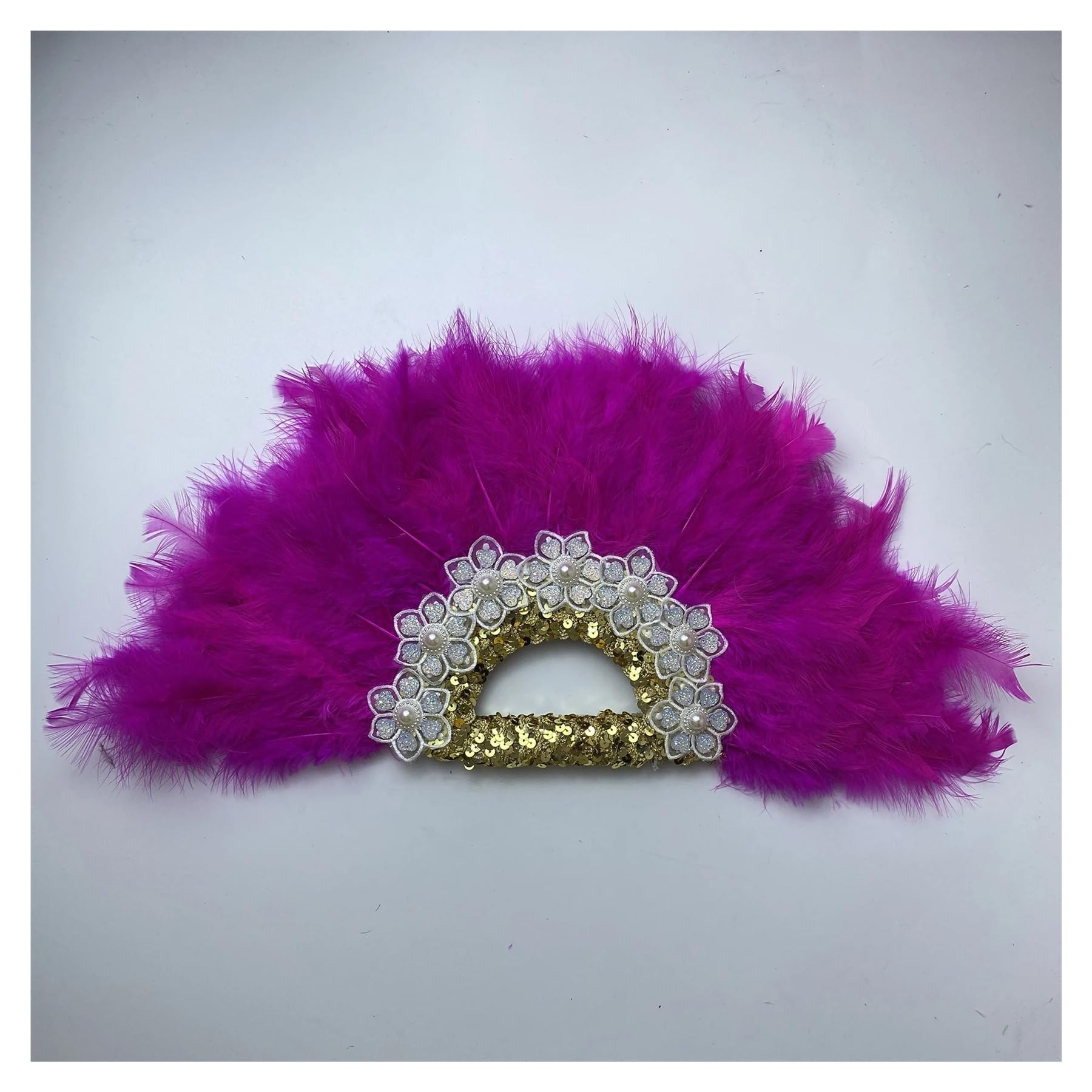 Abanico de plumas tupido con encaje de doble cara para un flujo de aire suave y elegante