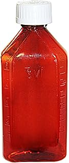 Pharmacy Oval Bottle Amber 6 oz with CR Caps Included (Qty. 25) - Prescription Pharmacy Bottle, Pharmacy Container, Prescription Plastic Container by Sponix