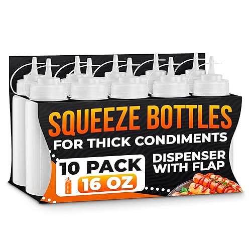 Miniatura 17 de Juego de 6 botellas invertidas para condimentos de 16 onzas, diseño mejorado con juntas de sellado adicionales, válvula de cierre automático