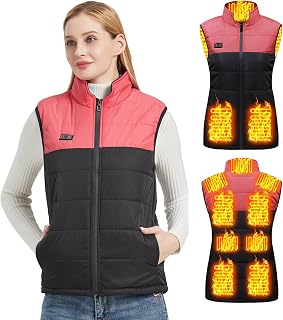 YZZJRNMM Womens Heated Vest with 3 Heating Levels, 11 Heating Zones, Washable Stand Collar Lightweight Zip Heated Vest(No Battery)