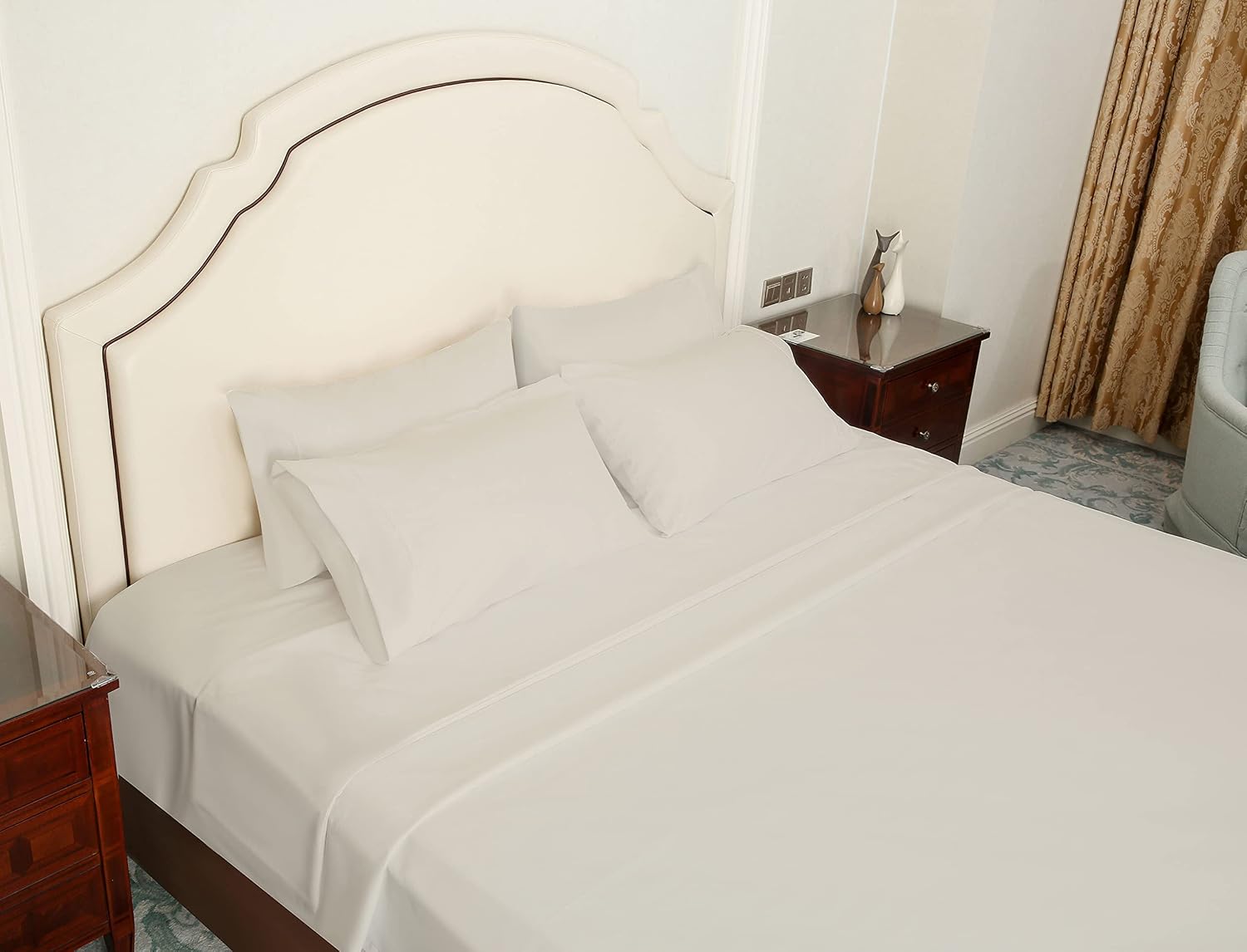 FARFALLAROSSA Full Size Bed Sheets - 6 Piece Super Soft Microfiber 2200 Thread Count Sheet Set - Bed Sheets - Wrinkle Free Bed Sheet - Luxurious Deep Pocket 16 Inches Bed Sheets - Beige Bed Sheet