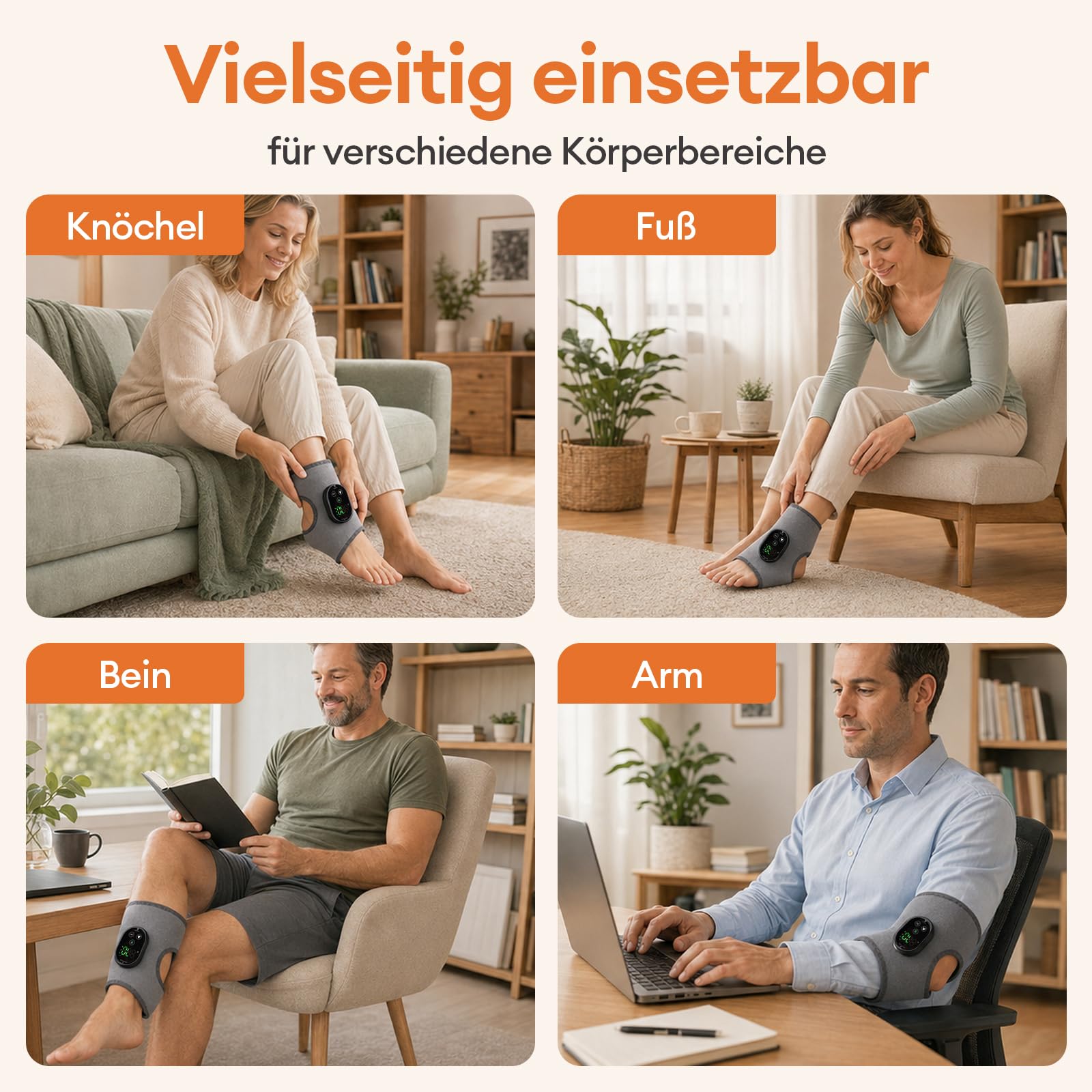 Masajeador de tobillo y pies recargable con 6 niveles de calor y 3 modos de vibración, así como un temporizador ajustable para relajar tobillos, plantas de pies y pantorrillas